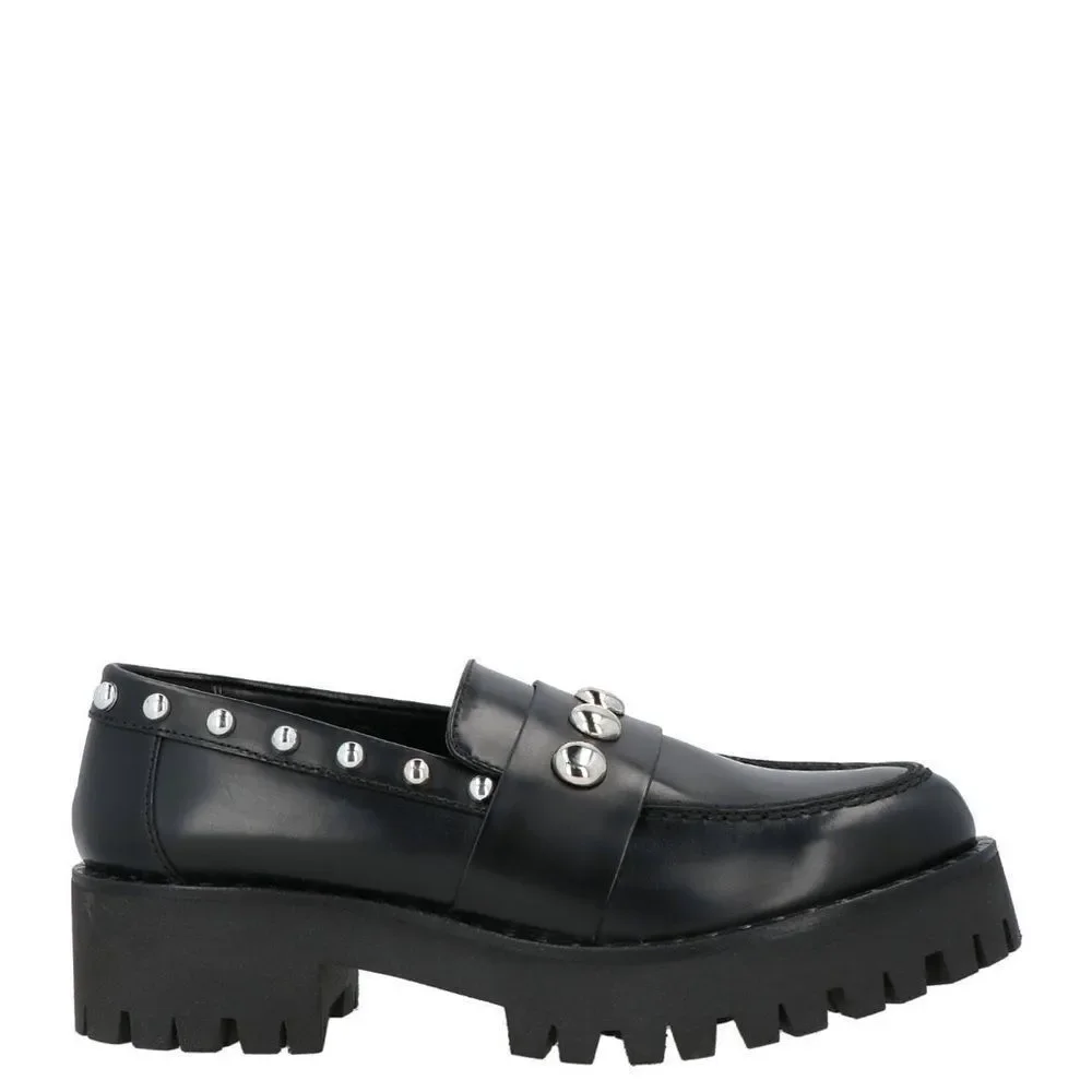 Black Studded Loafers